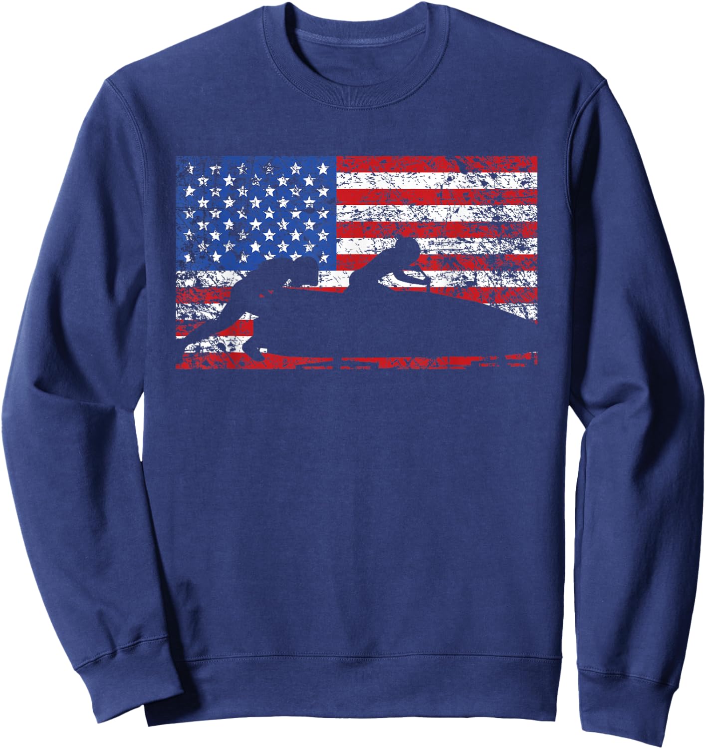 American Flag Bobsledding , USA Gift, Bobsled Team Sweatshirt - Sweatshirt | Navy