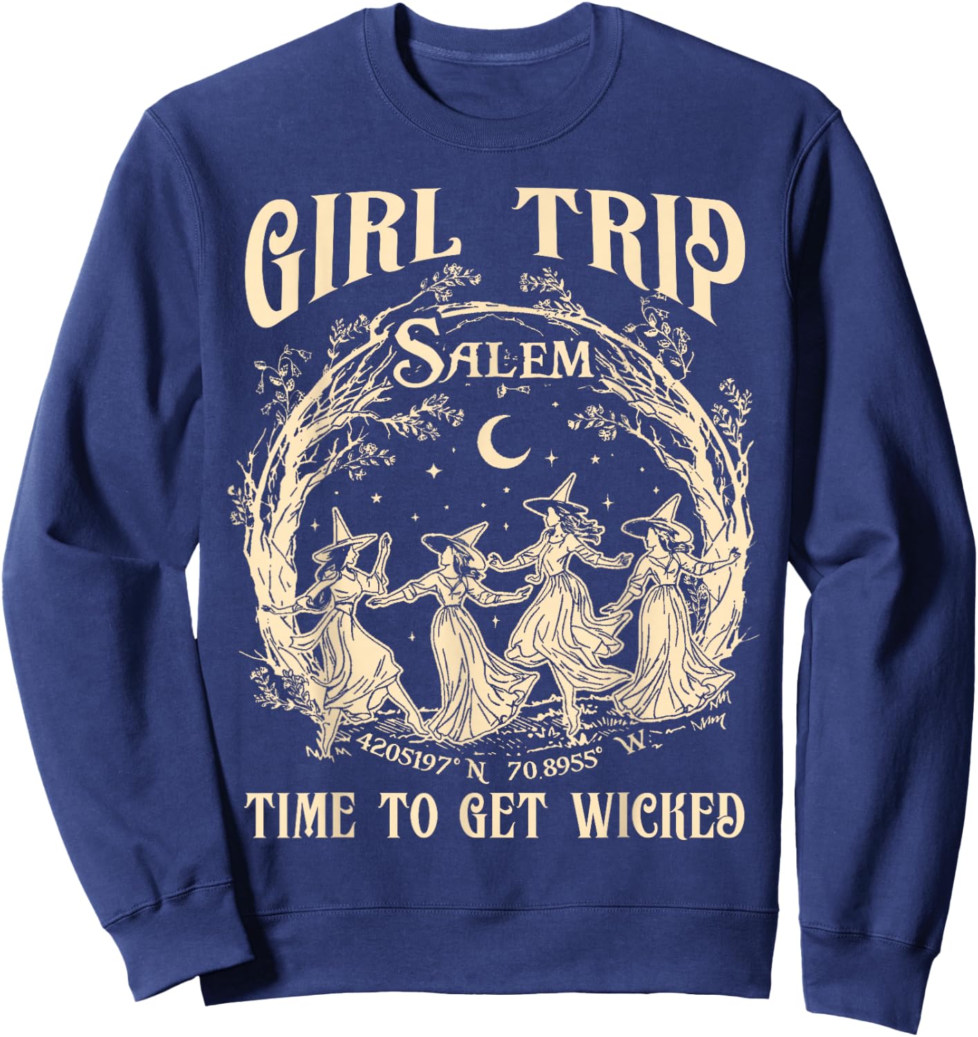 Retro Girls Trip Salem 1692 They Missed One Witch Halloween Sweatshirt - Sweatshirt | Navy