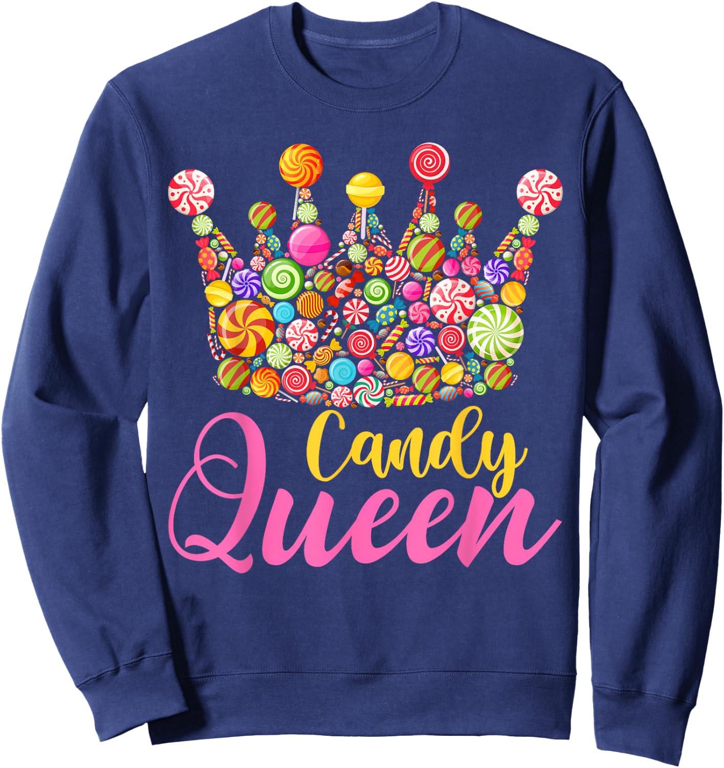 Cute Candy Queen Crown Lollipop Candy Sweet Lover Girl Kids Sweatshirt - Sweatshirt | Navy