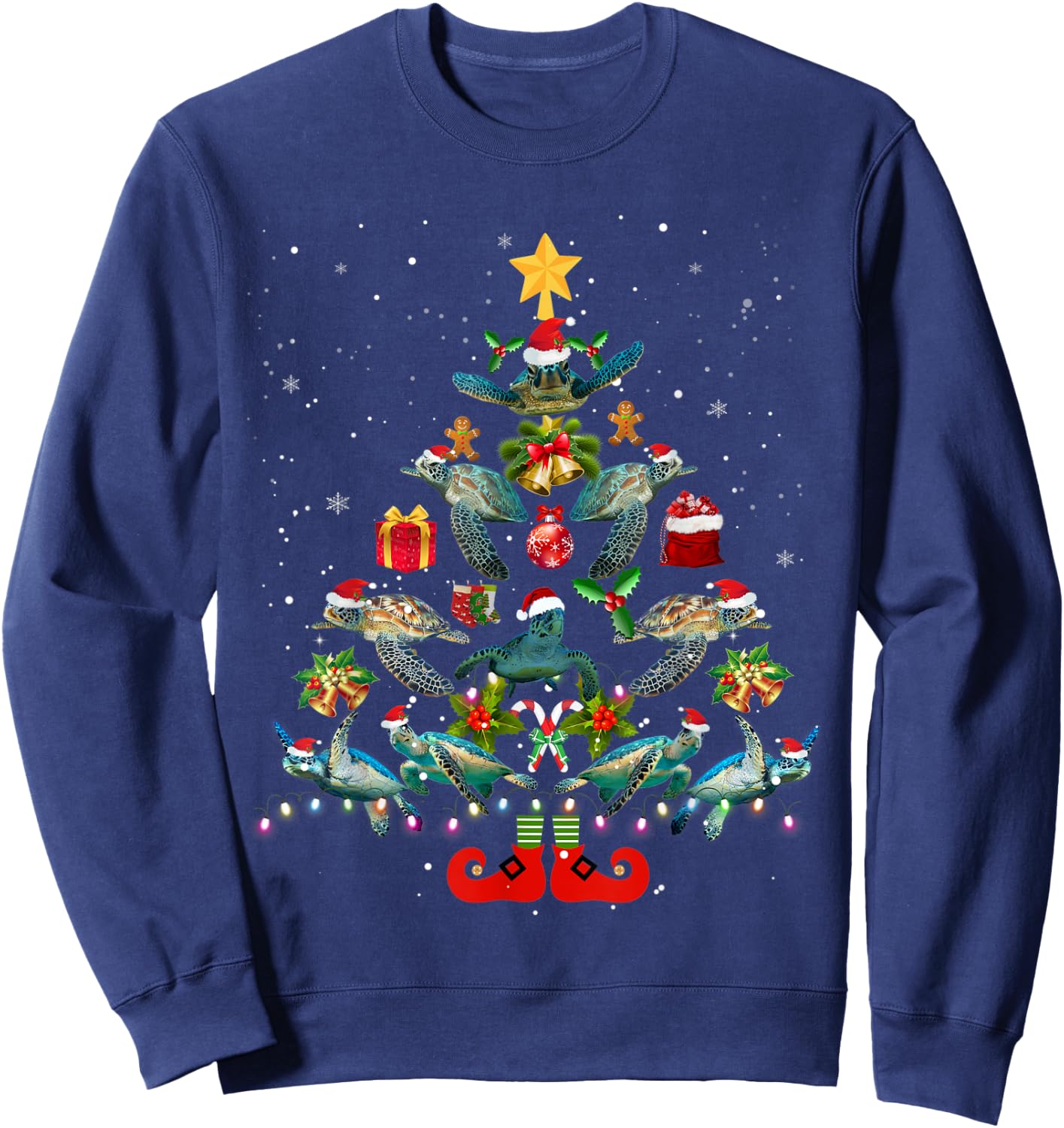 Turtle Christmas Tree Sea Turtle Lover X-mas Gift Sweatshirt - Sweatshirt | Navy