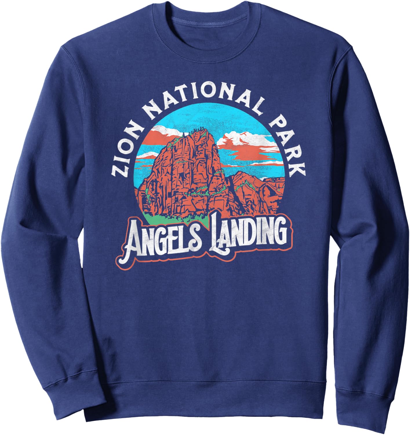 Angels Landing Zion National Park Vintage Graphic Shirt Sweatshirt - Sweatshirt | Navy