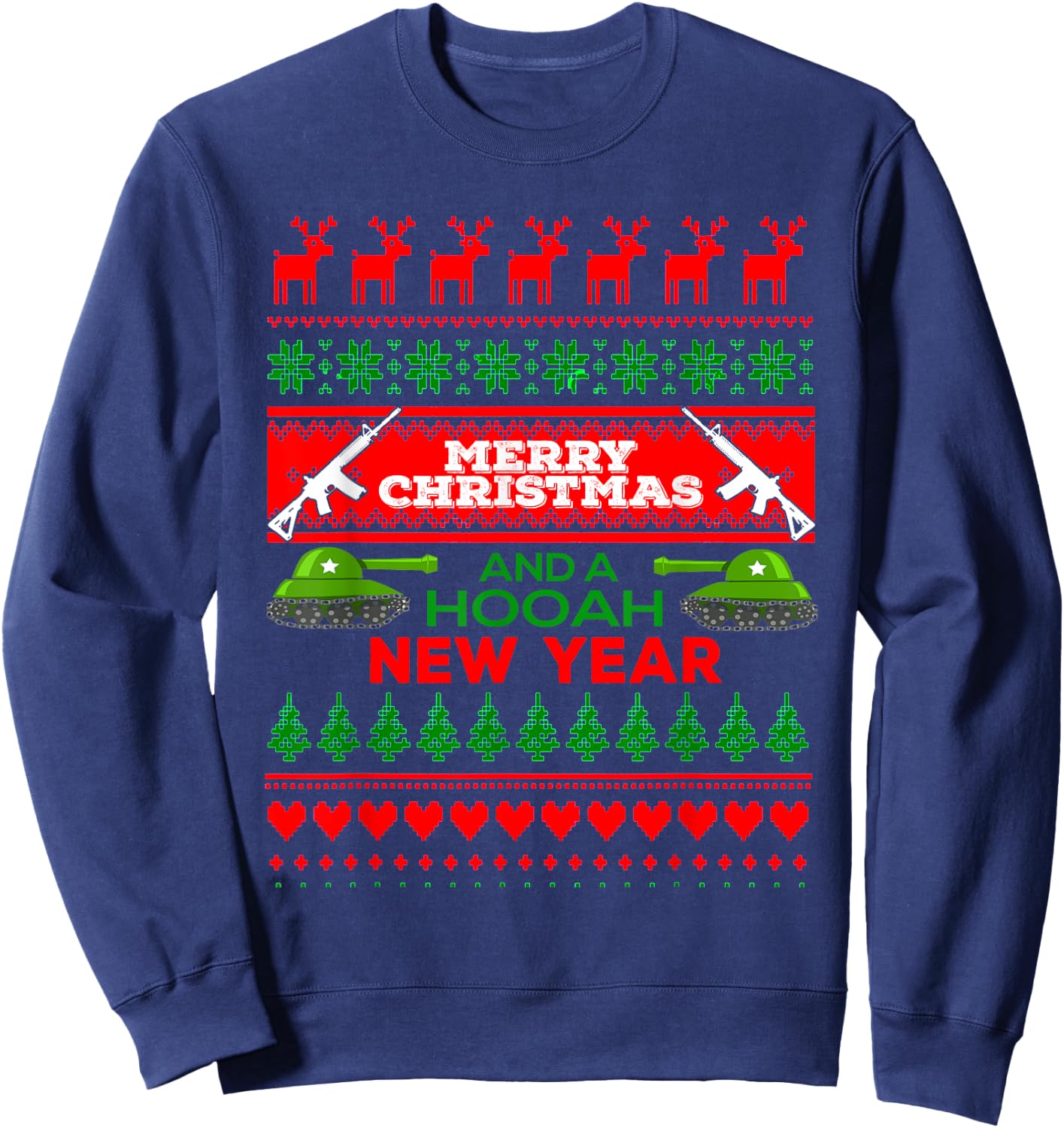 Military Ugly Christmas Sweater Army Shirt Sweatshirt - Sweatshirt | Navy