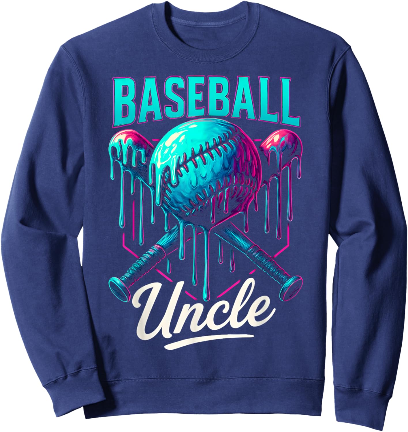 Baseball Drip Uncle Ice Cream Drip Baseball Men Fathers Day Sweatshirt - Sweatshirt | Navy