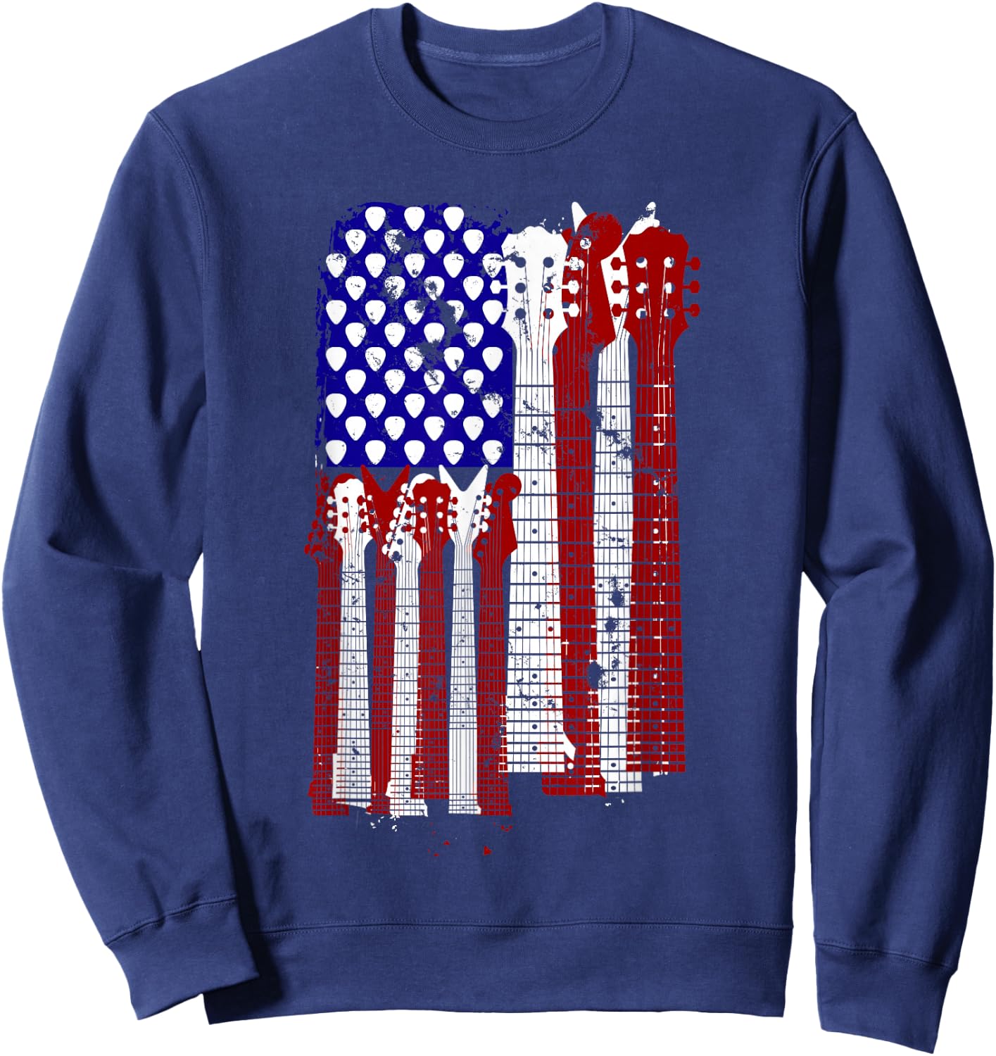 Guitar Plectrum | American Flag Band Gift Sweatshirt - Sweatshirt | Navy