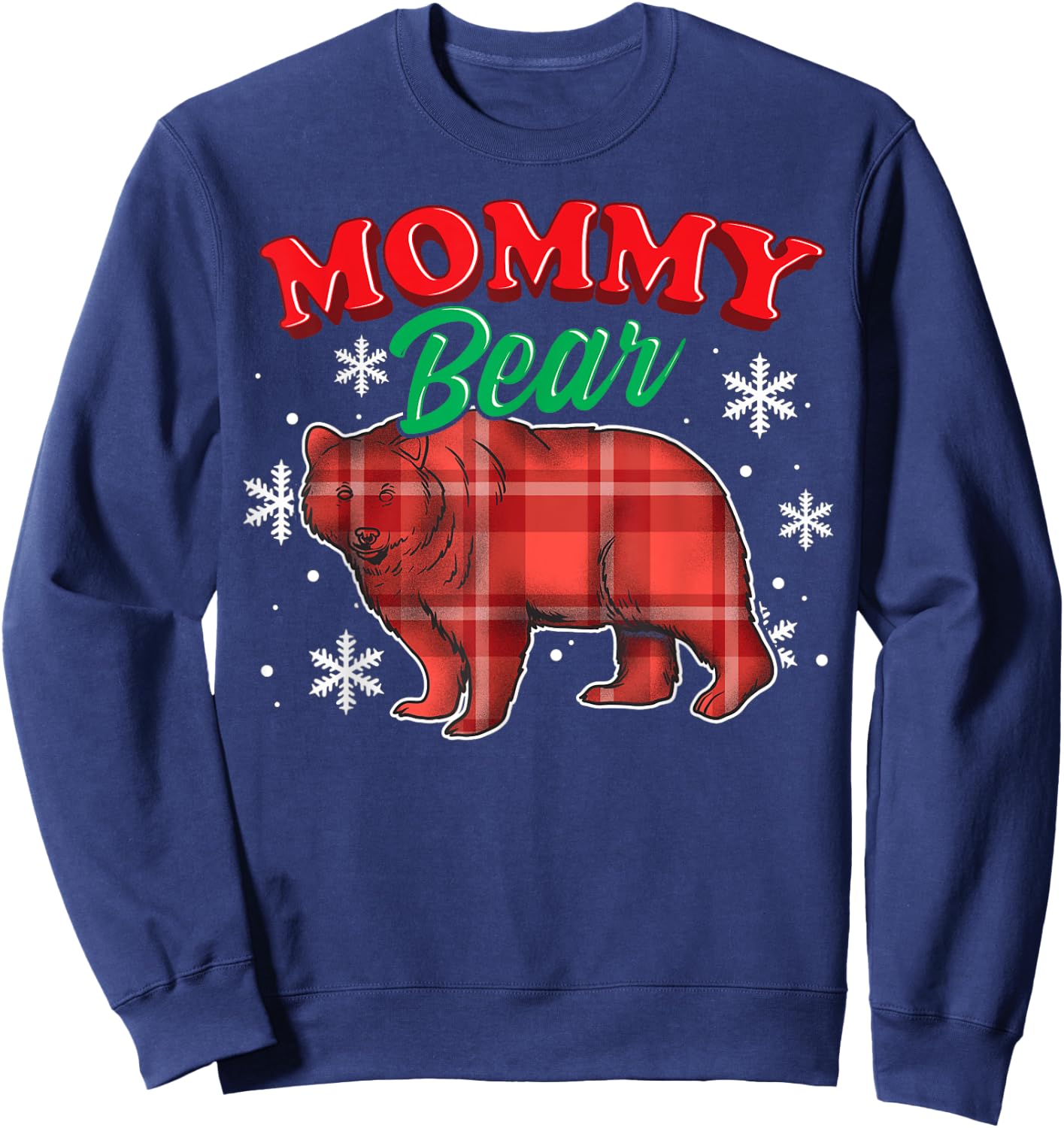Mommy Bear Shirt Buffalo Plaid Gift Matching Bear Family Sweatshirt - Sweatshirt | Navy