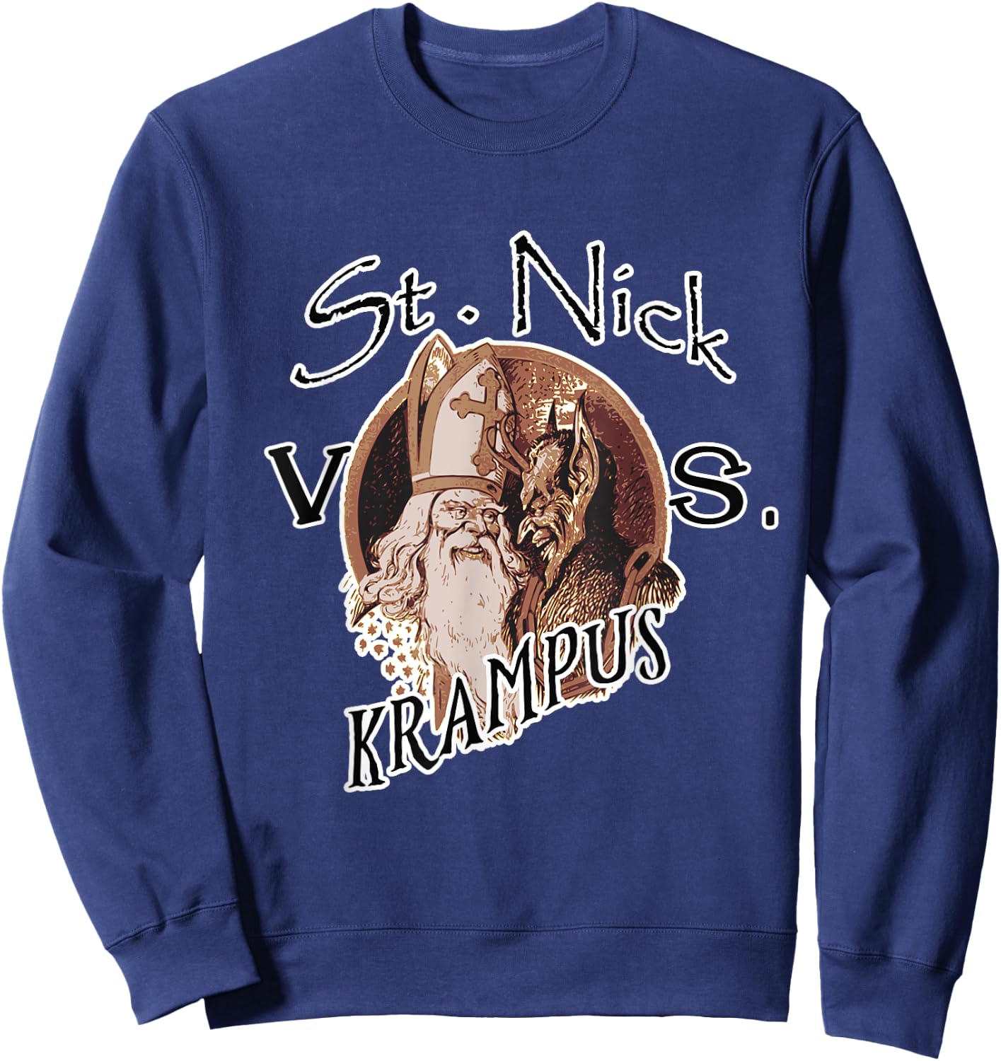Santa Claus versus Krampus funny Christmas Sweatshirt - Sweatshirt | Navy