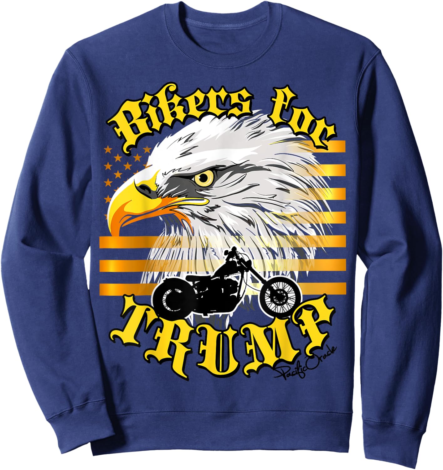 Epic USA Gold-Colored Flag Eagle Bikers For Trump 2024 Sweatshirt - Sweatshirt | Navy