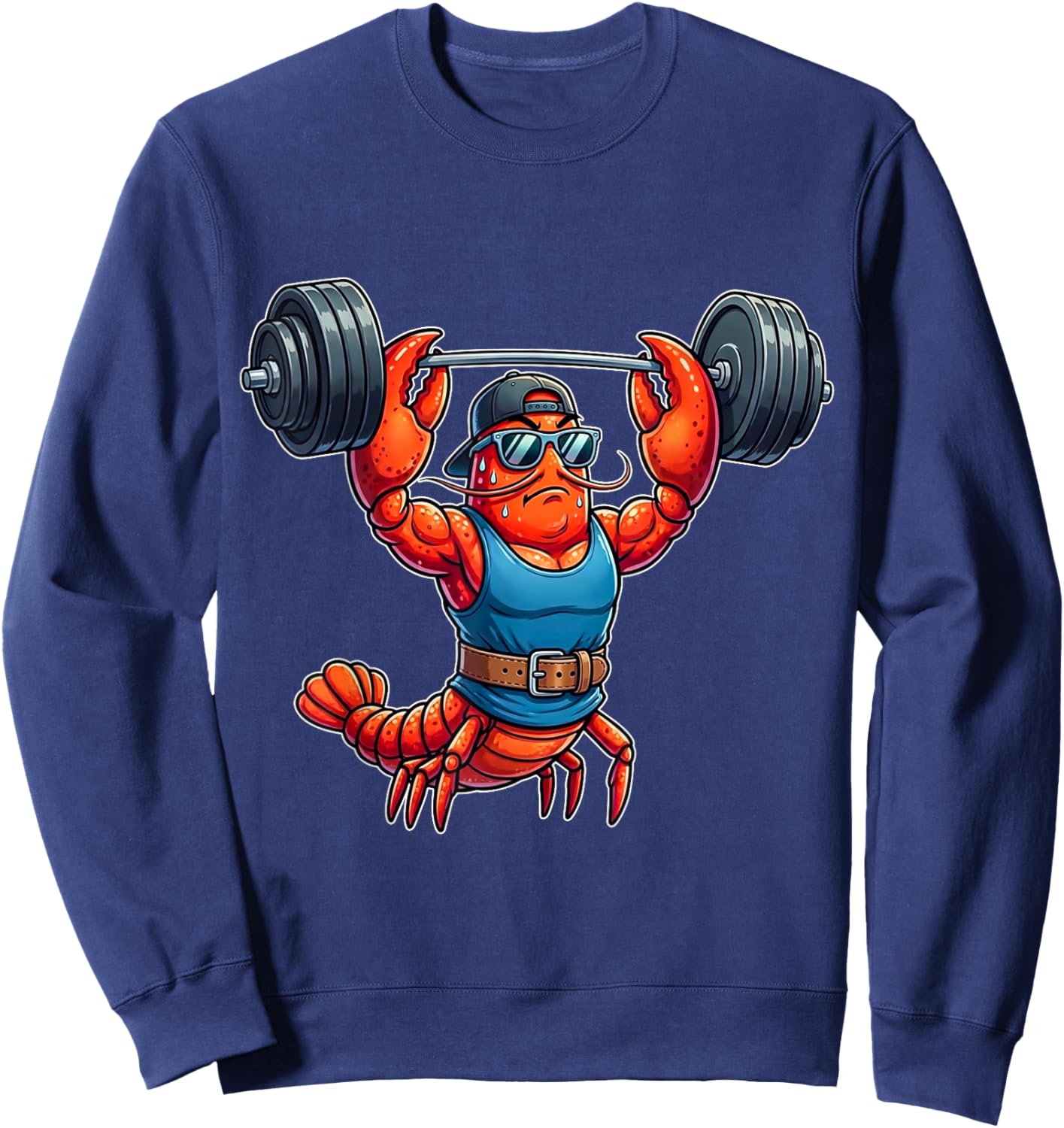 Funny Muscle Lobster Weightlifting Gym Fitness Workout Sweatshirt - Sweatshirt | Navy