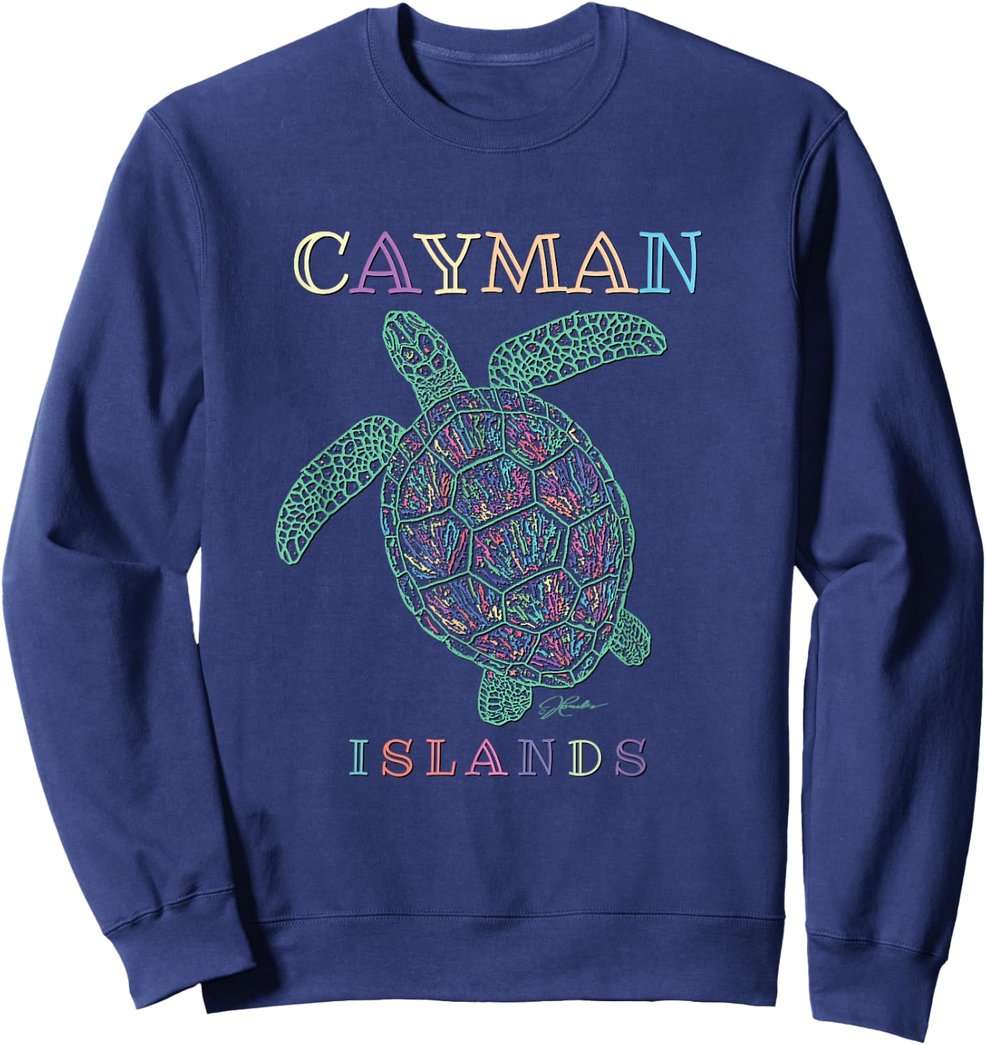 JCombs: Cayman Islands Sea Turtle Sweatshirt - Sweatshirt | Navy