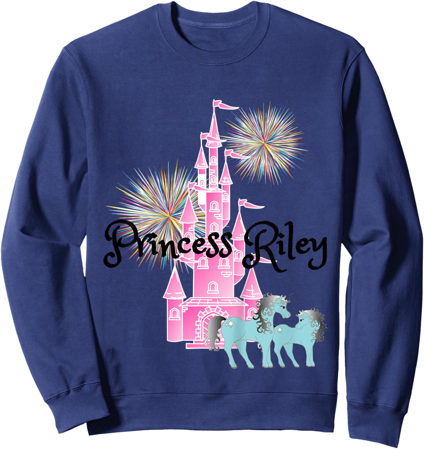Kids Princess Riley Name Girls Personalized Custom Sweatshirt - Sweatshirt | Navy