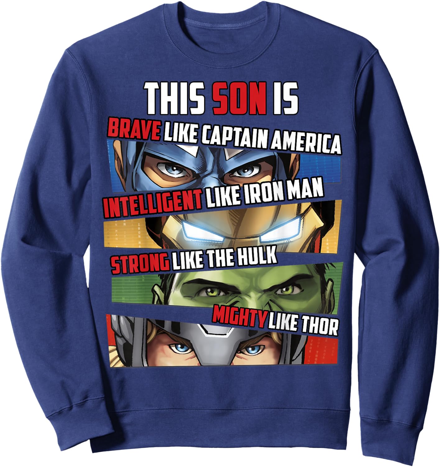Marvel Avengers This Son Is Group Eyes Panels Sweatshirt - Sweatshirt | Navy