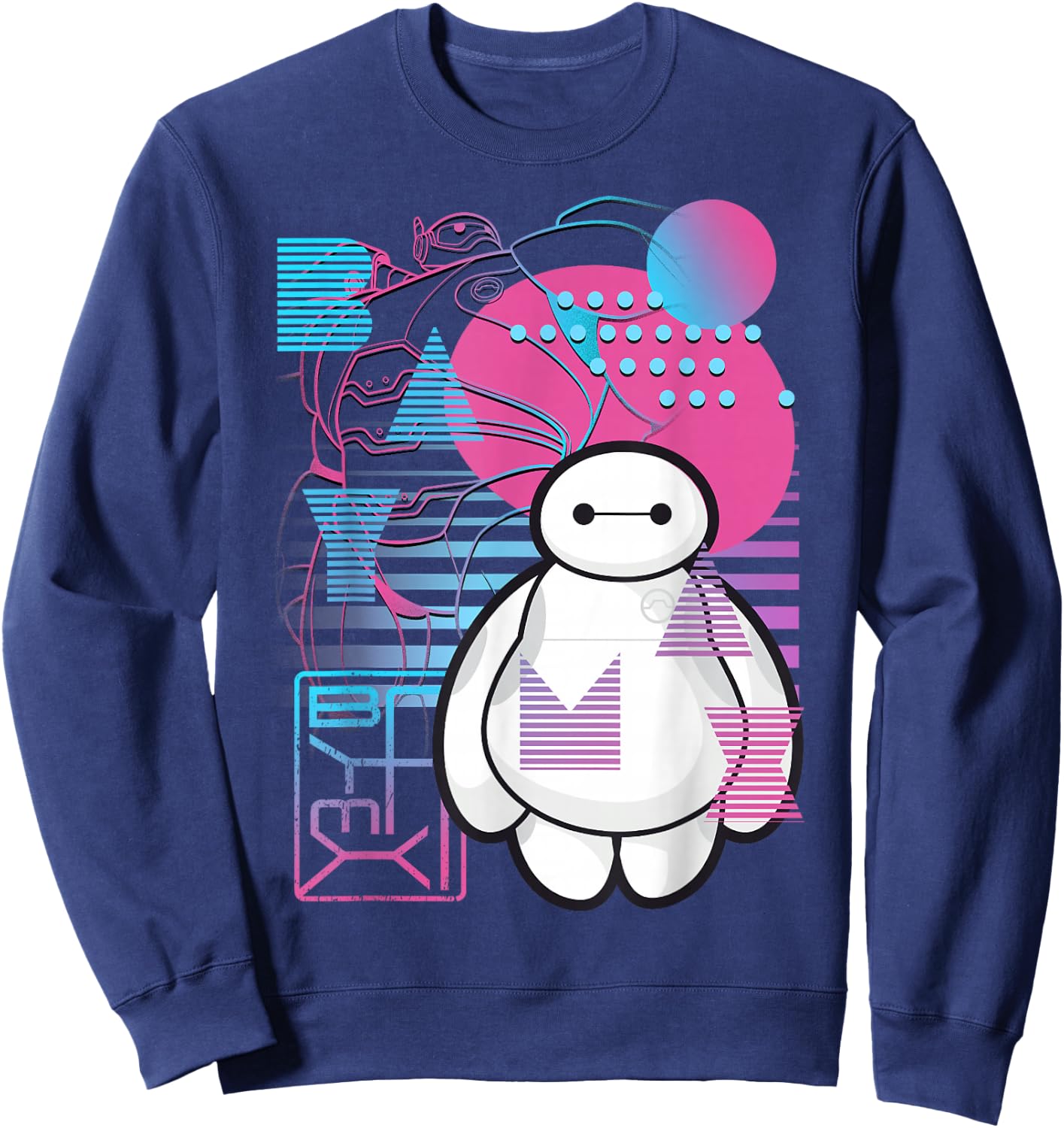 Disney Big Hero 6 Baymax Neon Blue Print Schematics Sweatshirt - Sweatshirt | Navy