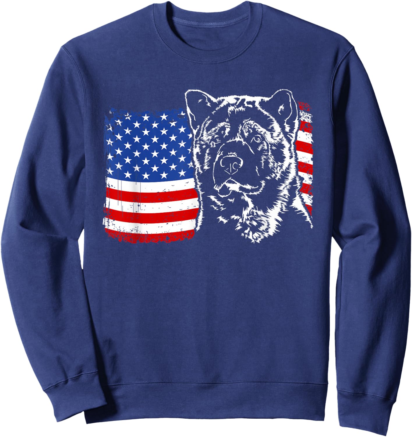 Funny Proud Akita American Flag patriotic dog gift Women Men Sweatshirt - Sweatshirt | Navy