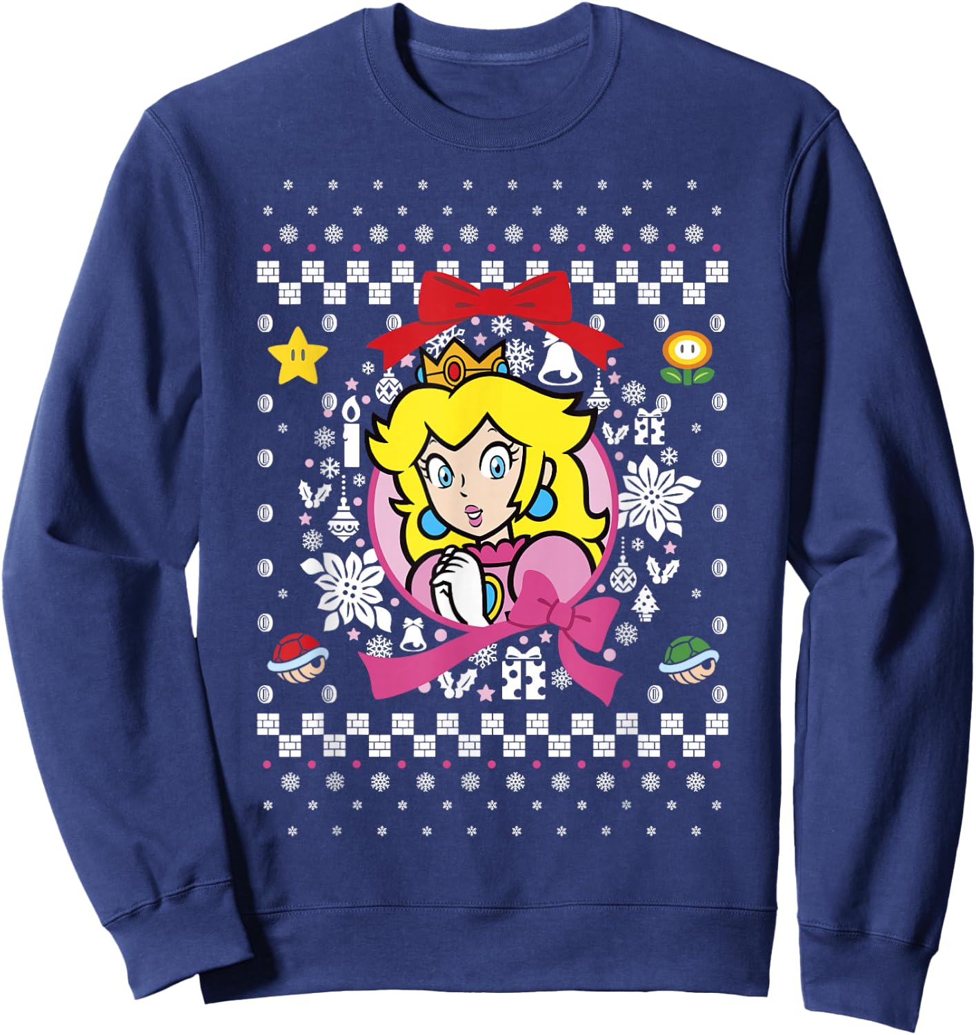 Super Mario Classic Ugly Christmas Peach Graphic Sweatshirt - Sweatshirt | Navy