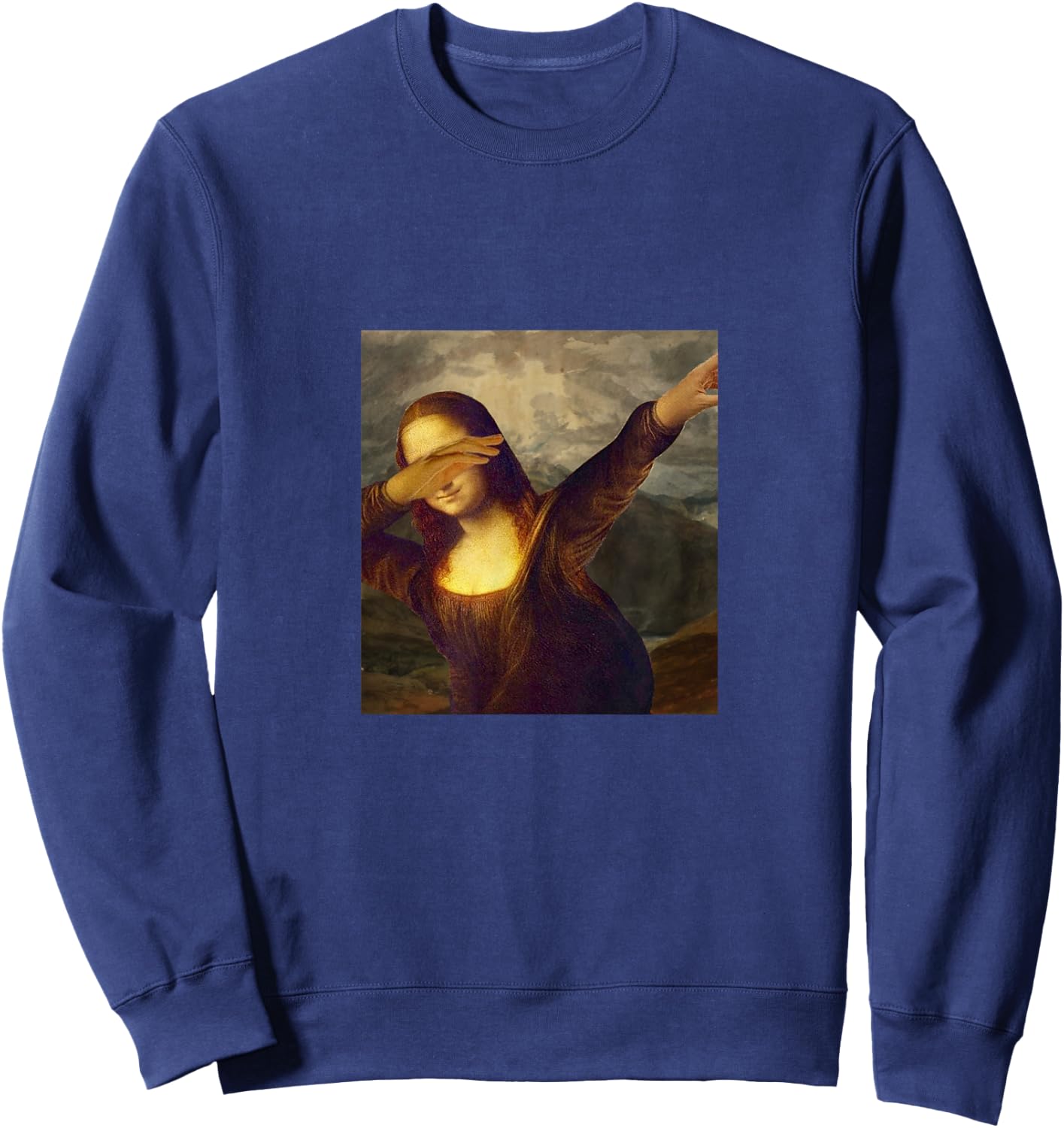 Painting Meme - Dabbing Mona Lisa Women Girls Kids Sweatshirt - Sweatshirt | Navy