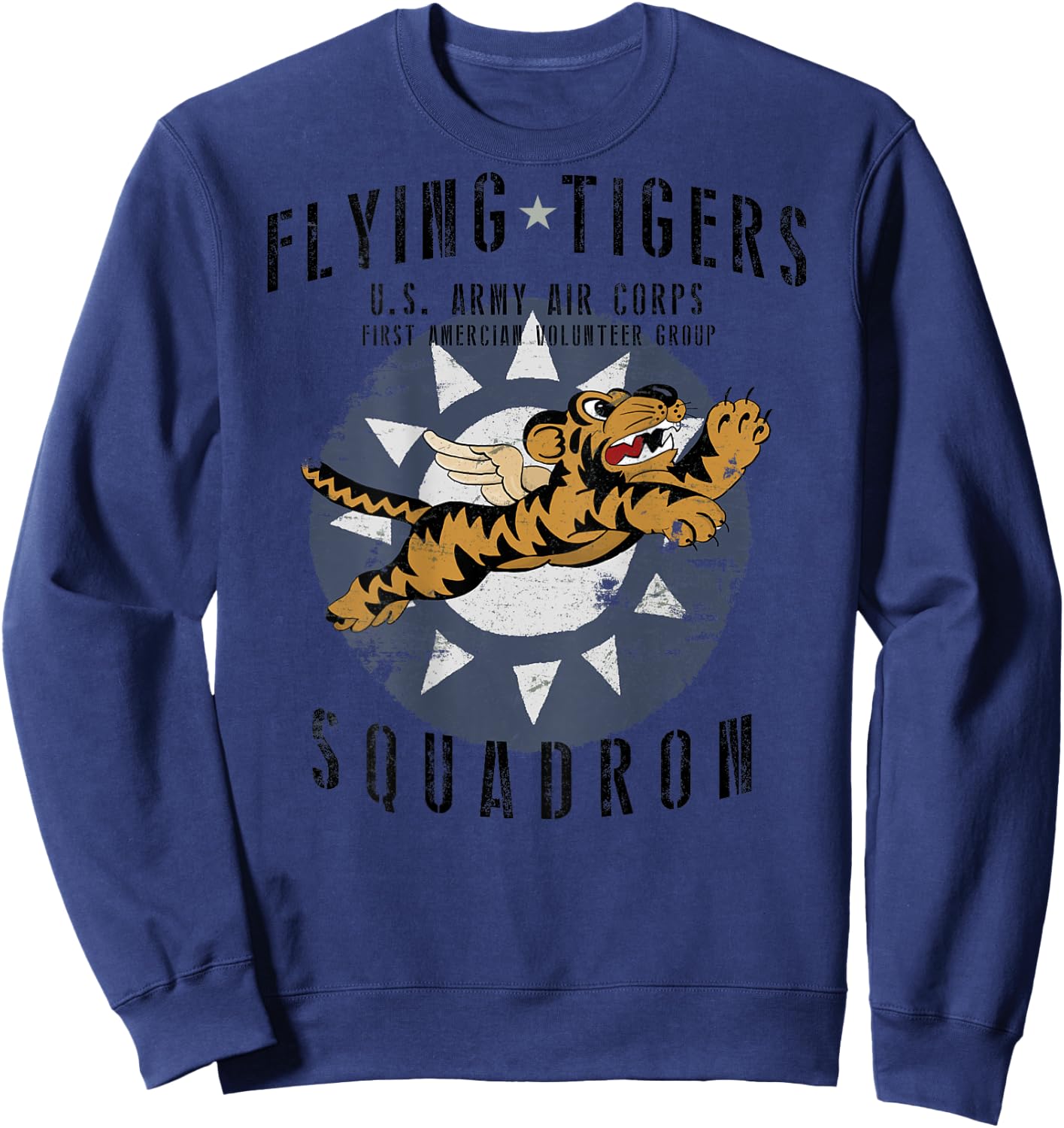 Flying Tigers Squadron WWII Vintage Insignia *BACK PRINTED* Sweatshirt - Sweatshirt | Navy