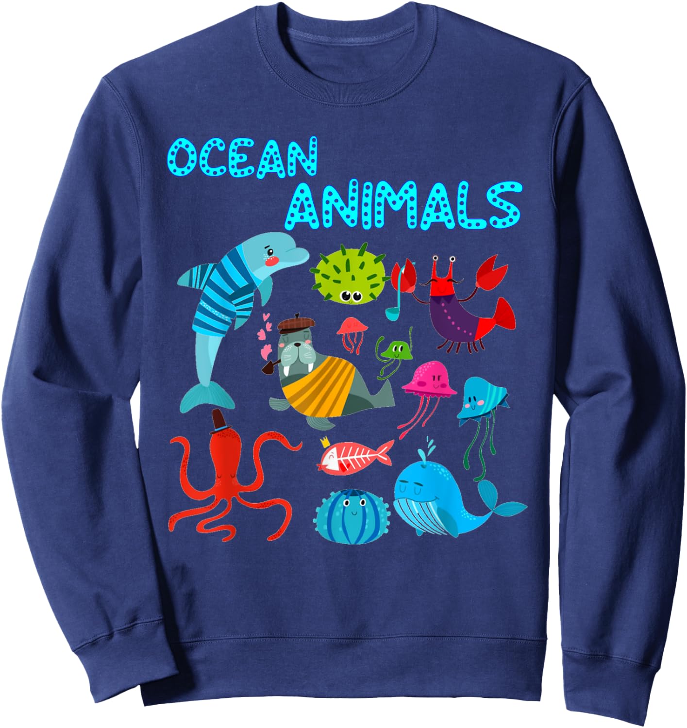 Ocean Animals Marine Creatures under the Sea Sweatshirt - Sweatshirt | Navy