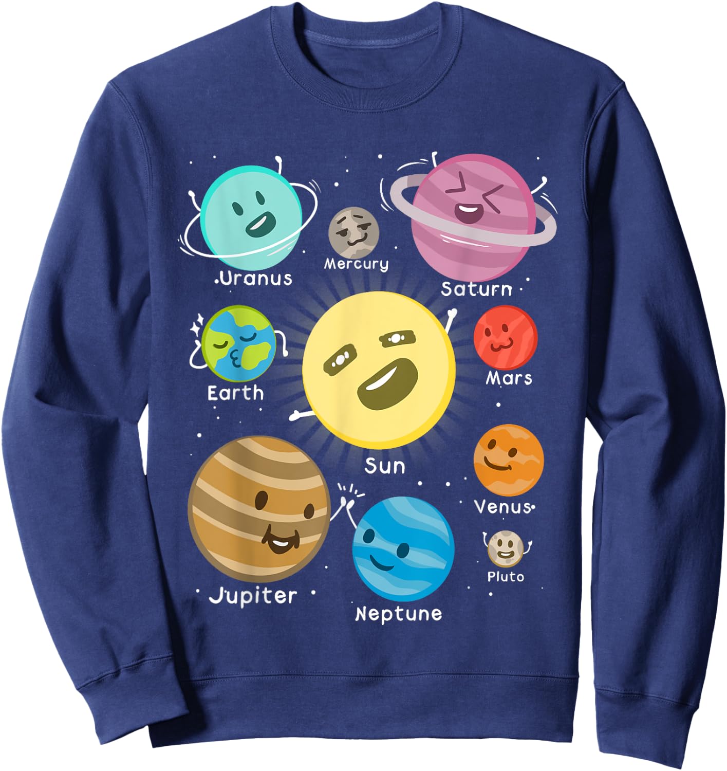 Solar System Funny Outer Space Planet Party T Shirt Sweatshirt - Sweatshirt | Navy