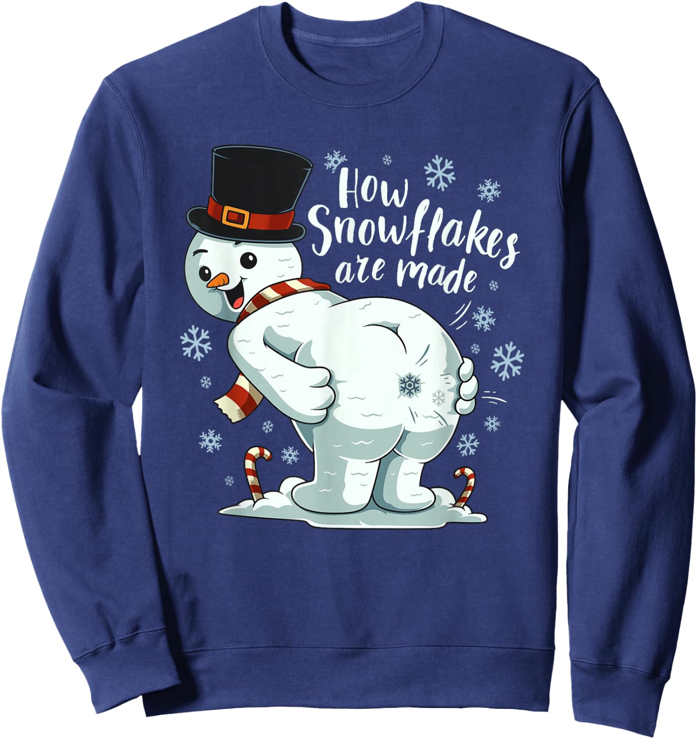 Farting Snowman Making Snowflake Christmas Winter Sweatshirt - Sweatshirt | Navy