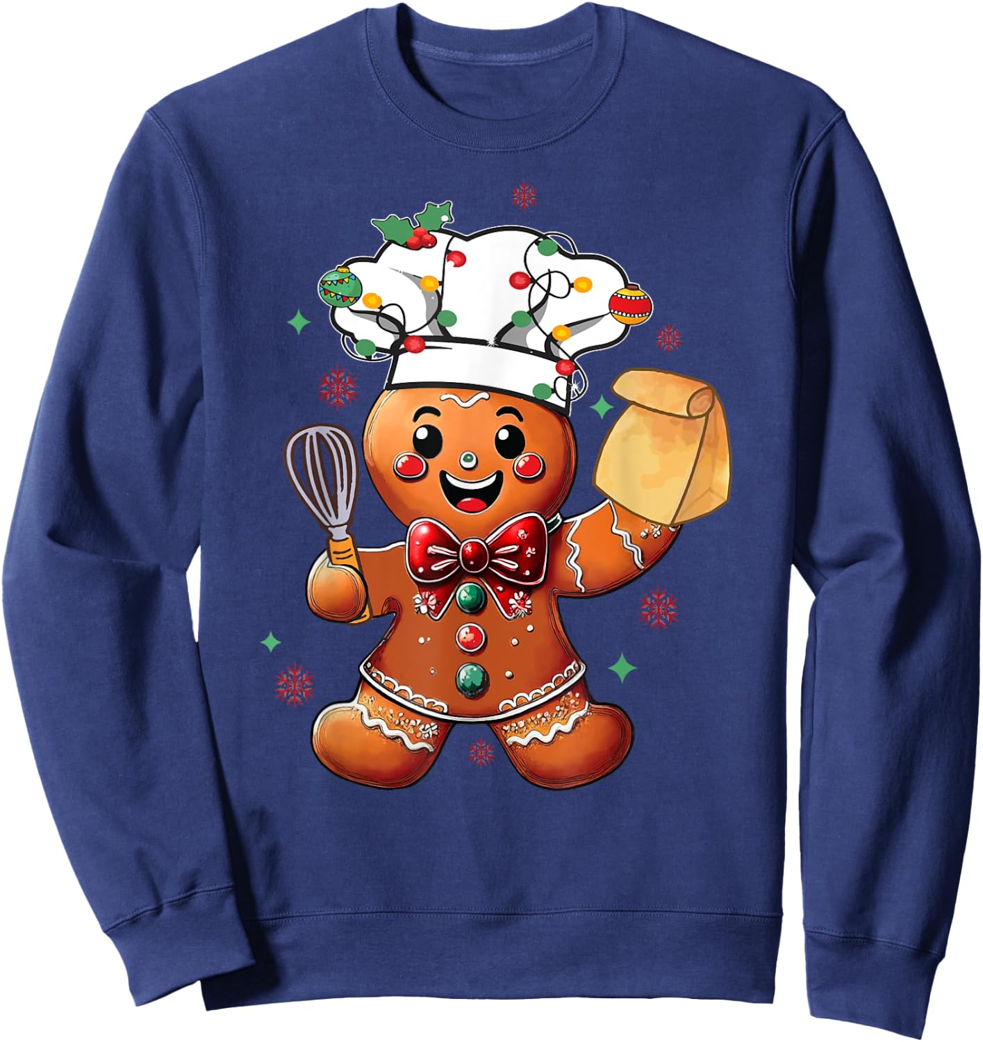 Cute Gingerbread Man Baker Funny Christmas Chef Bake Cookies Sweatshirt - Sweatshirt | Navy