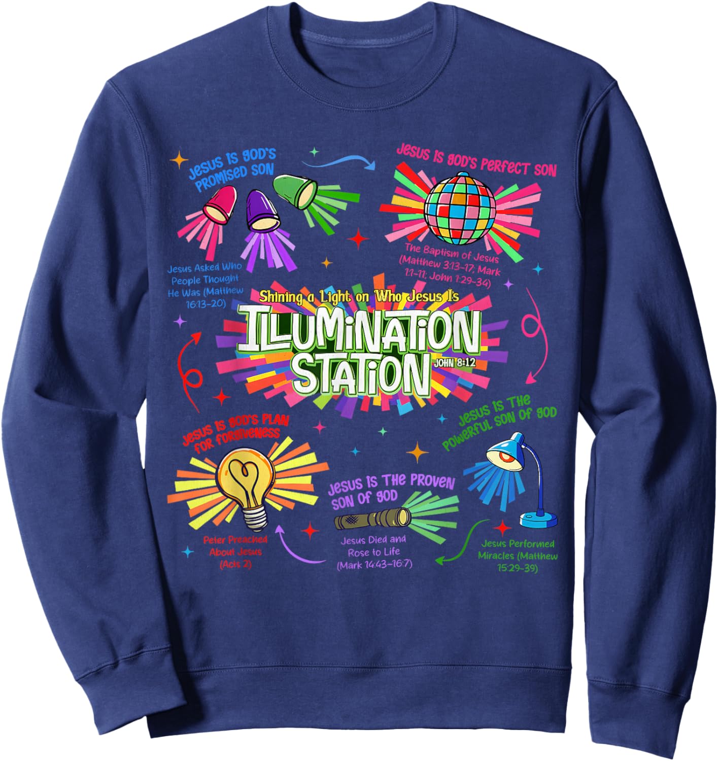 Illumination Station VBS 2026 Bible Jesus Christian Lights Sweatshirt - Sweatshirt | Navy
