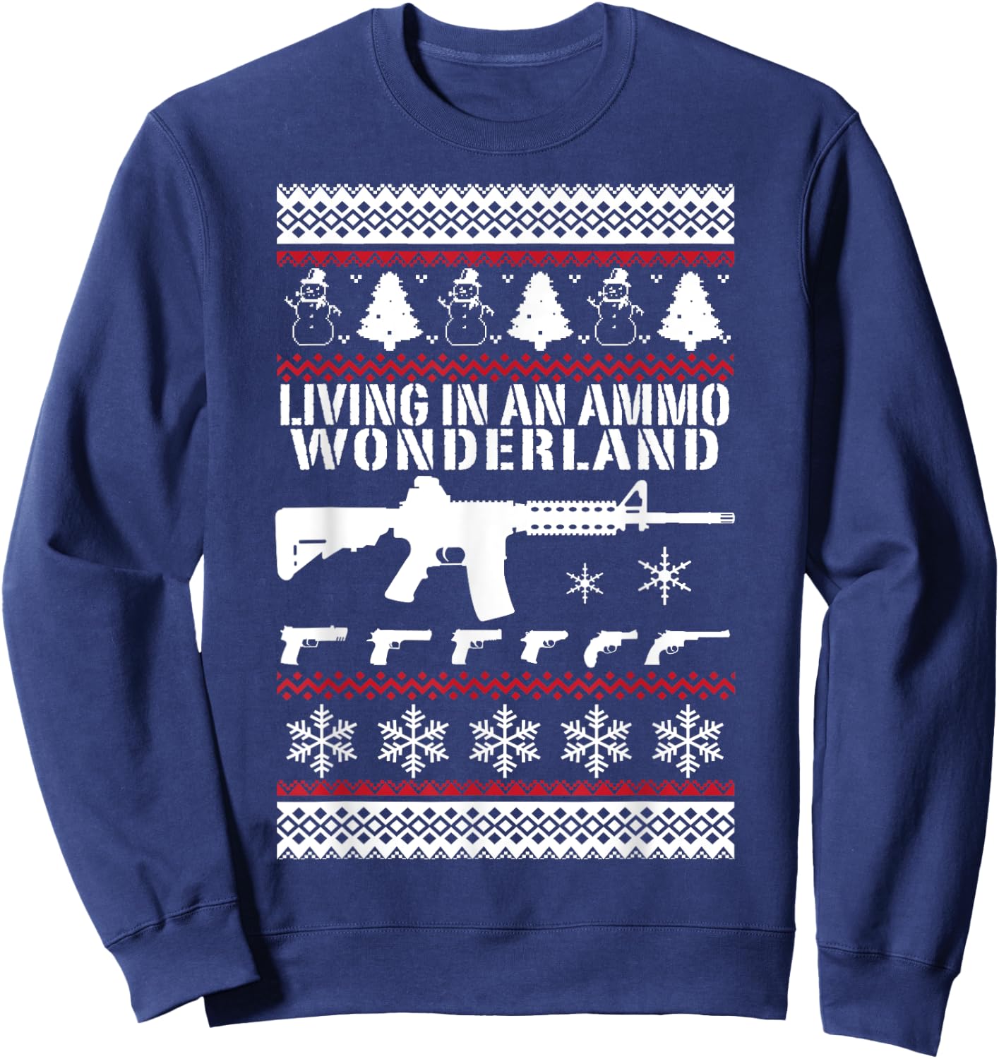 AR15 Ugly Christmas Sweater Style T Shirt Xmas 2nd Amendment Sweatshirt - Sweatshirt | Navy