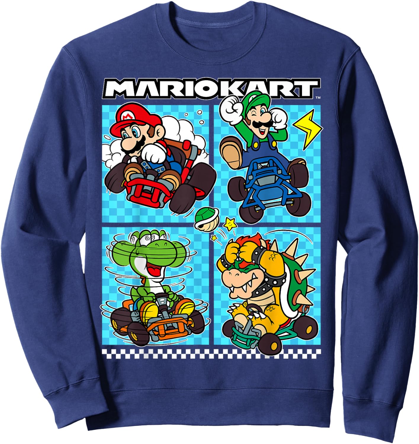 Mario Kart Group Graphic - Classic Fit, , Black, Adult Sweatshirt - Sweatshirt | Navy
