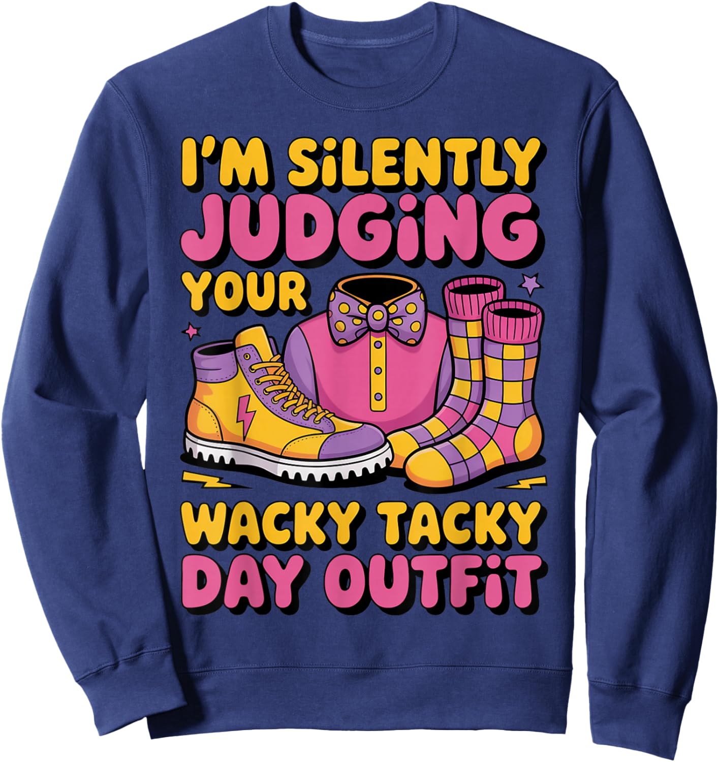 I'm Silently Judging Summer Wacky Mismatch Day Tacky Day Sweatshirt - Sweatshirt | Navy