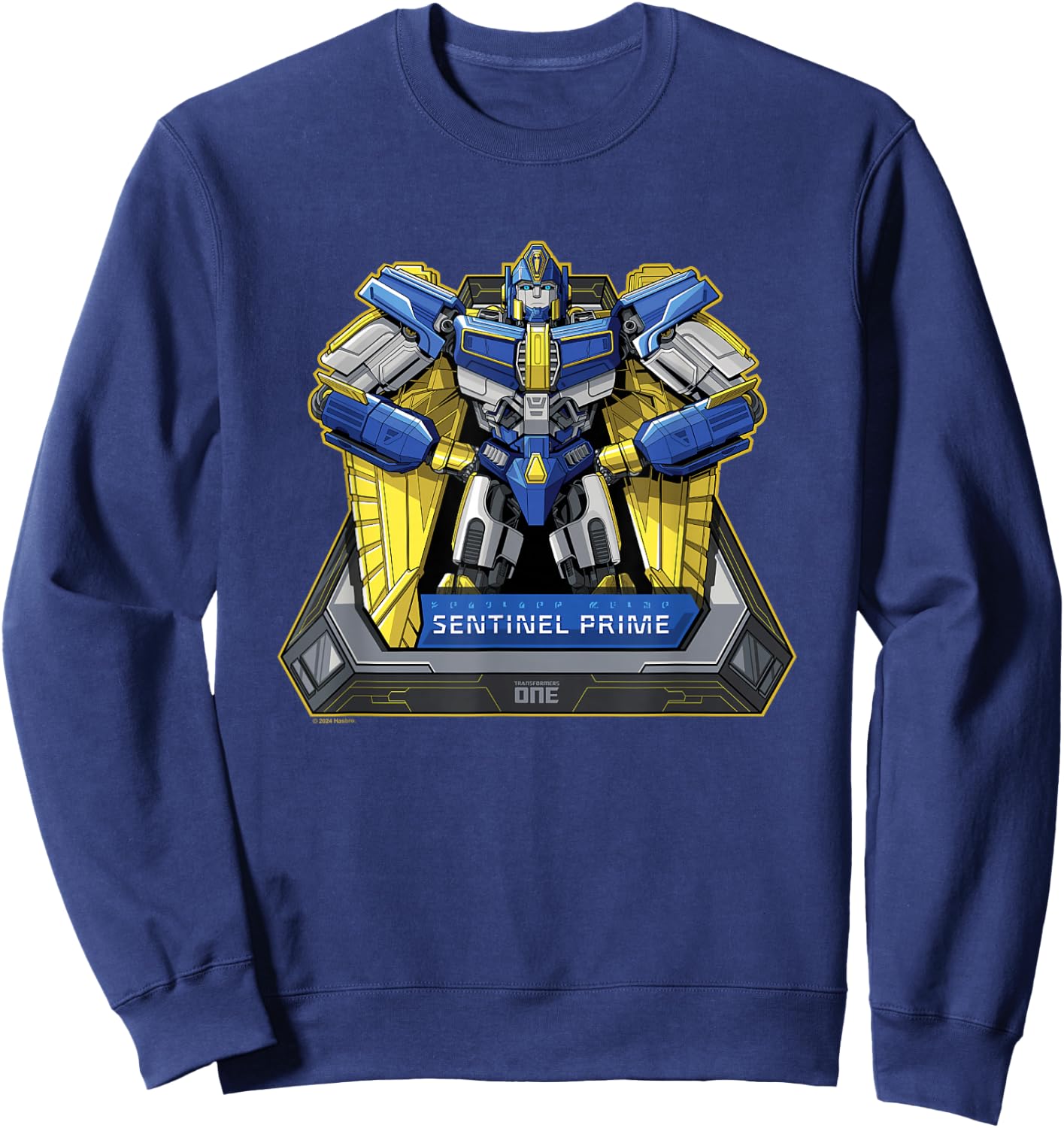 Transformers One Iconic Sentinel Prime Retro Big Chest Logo Sweatshirt - Sweatshirt | Navy