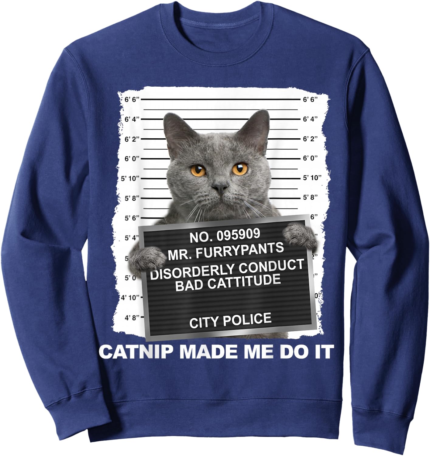 Catnip Made Me Do It Funny Cat Small Sweatshirt - Sweatshirt | Navy