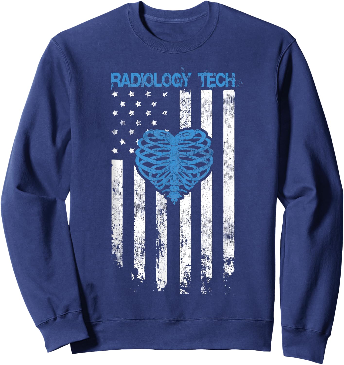 RADIOLOGY TECH - American Flag Ribs Heart Design Sweatshirt - Sweatshirt | Navy