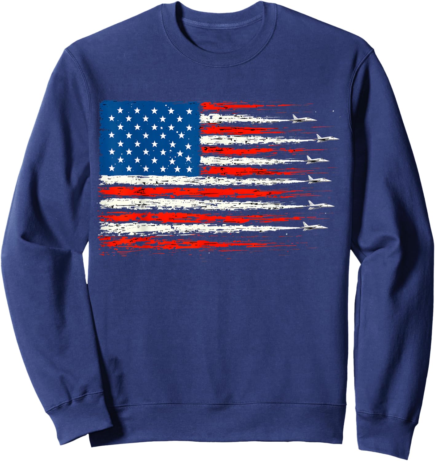 American Flag Aviation Fighter Jets 4th of July Sweatshirt - Sweatshirt | Navy