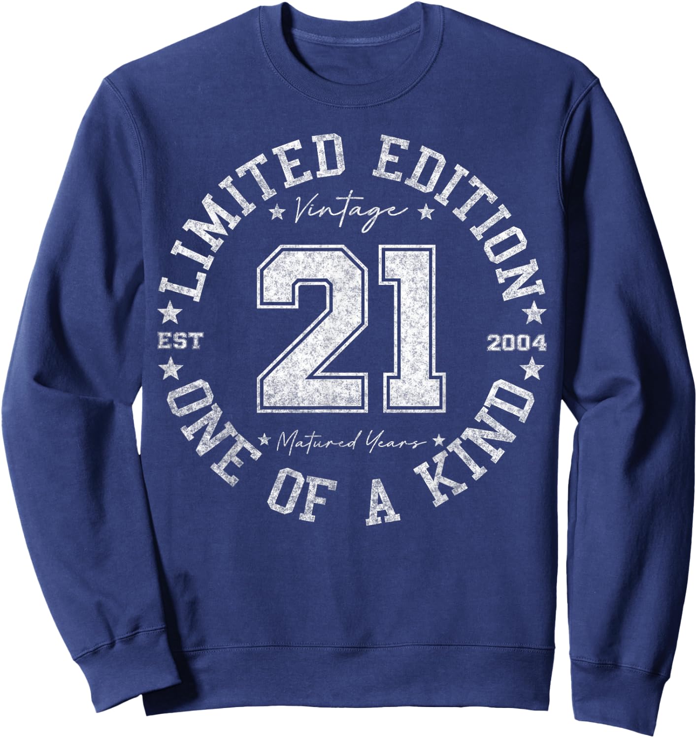 Retro One Of a Kind Shirts Women 2025 21 Year Old Gifts Vintage 2004 Limited Edition -Adults Black Small Classic Fit Short Sleeve Number Letter Print 21st Birthday Gift Sweatshirt - Sweatshirt | Navy