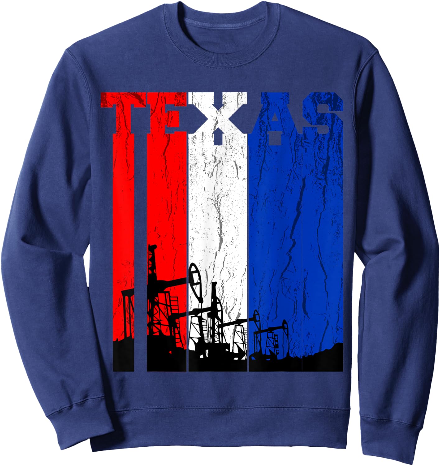 Texas Oilfield Oil Field Rig Worker Distressed T Shirt Sweatshirt - Sweatshirt | Navy