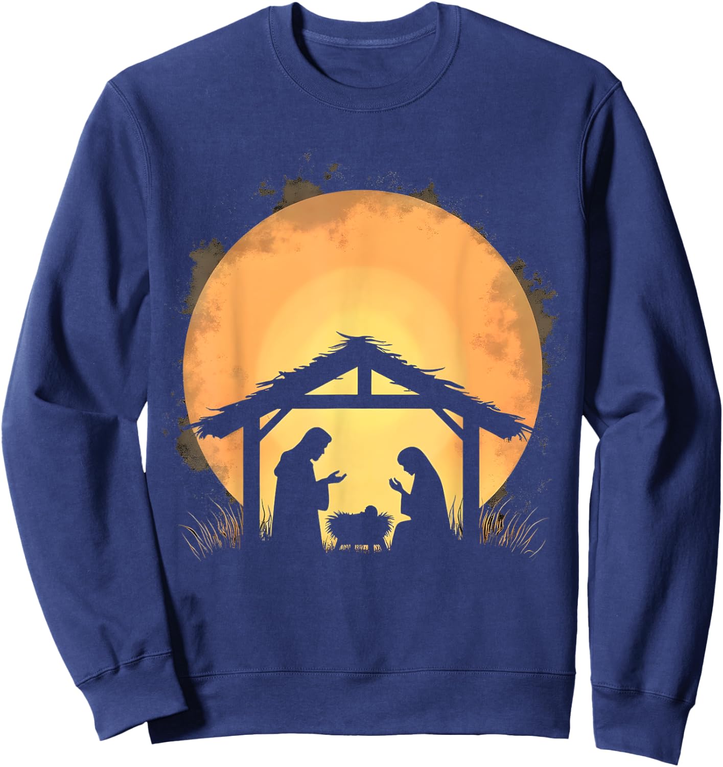 Peaceful Nativity Silhouette Christmas Scene Sweatshirt - Sweatshirt | Navy
