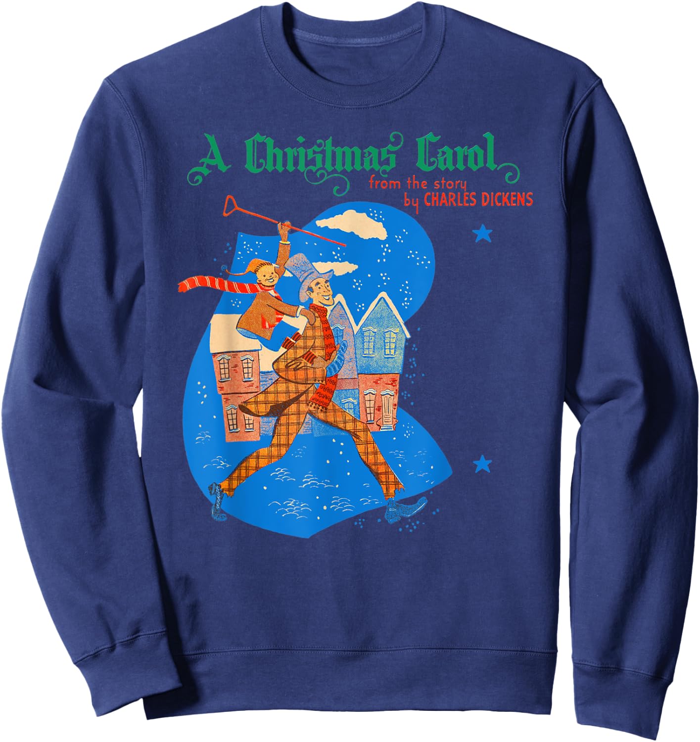 Merry Christmas Ebenezer Scrooge Tiny Tim Christmas Carol Sweatshirt - Sweatshirt | Navy