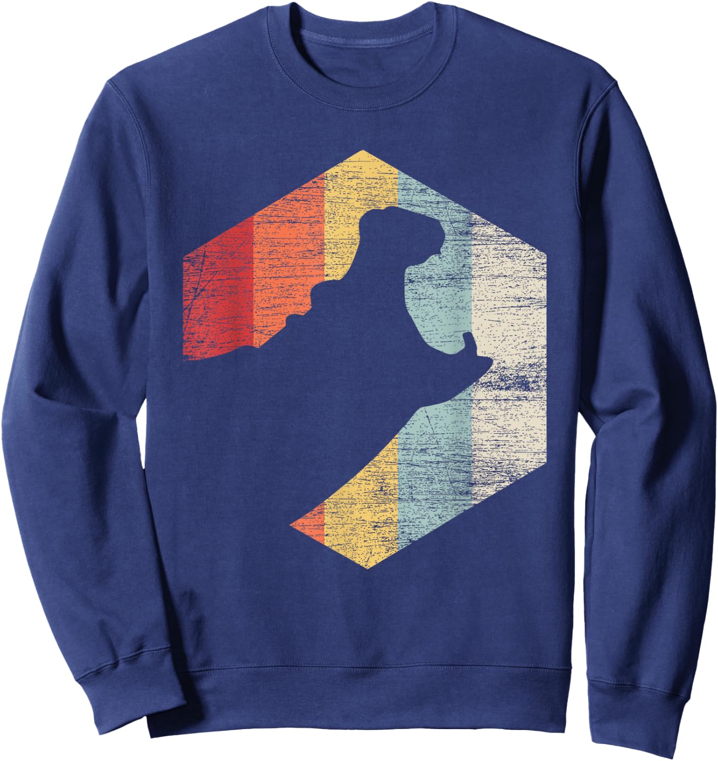 Retro Hippo - Black, Small, Classic Fit, Short Sleeve, Cotton 60% Polyester 40%, Adult, All Seasons, Animal Lovers, Hippo Enthusiasts, Birthday Gift Sweatshirt - Sweatshirt | Navy