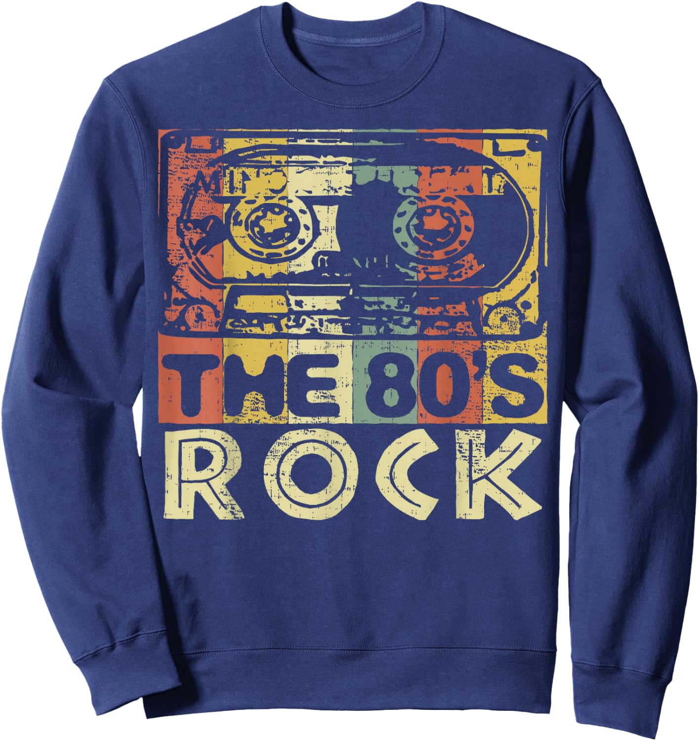 The 1980s Rock! Fun Gift Tape Cassette Design Sweatshirt - Sweatshirt | Navy