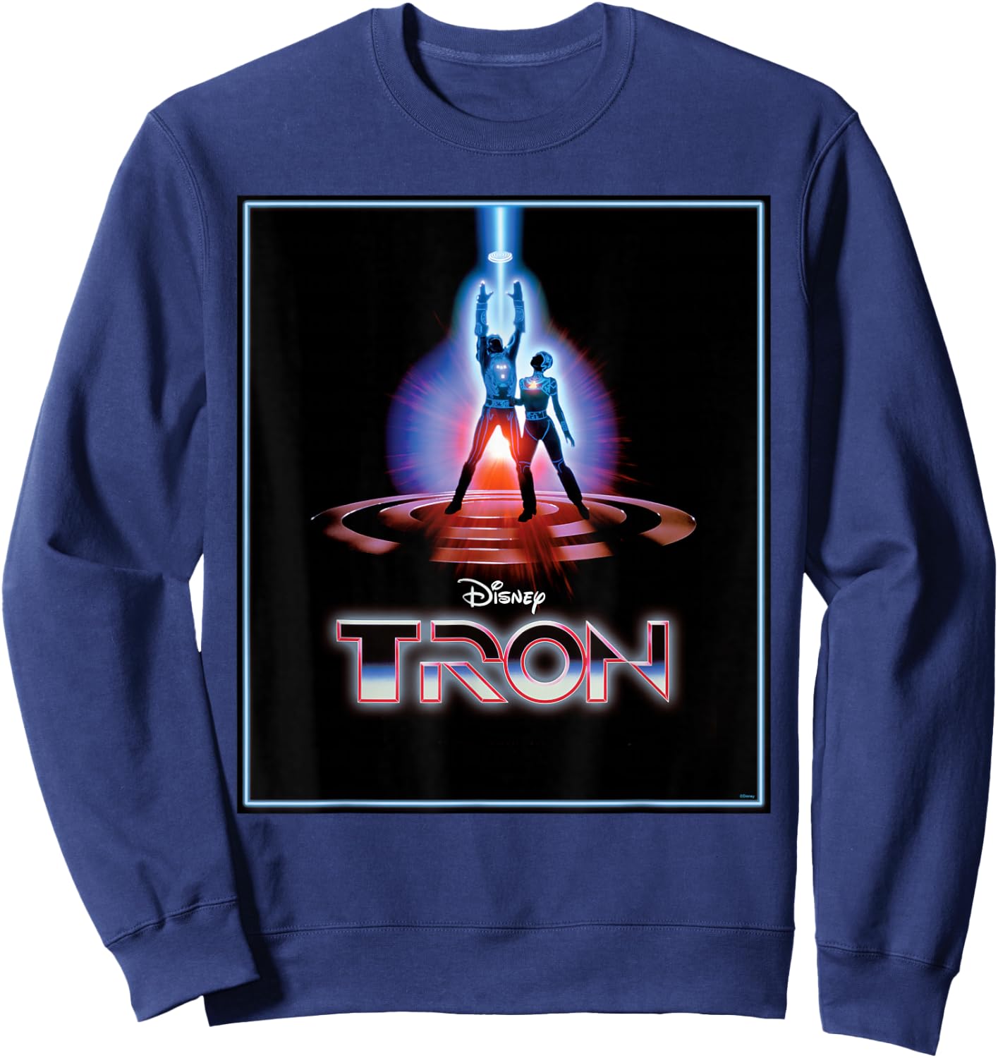 Disney TRON Official 1982 Original Movie Poster Art and Logo Sweatshirt - Sweatshirt | Navy