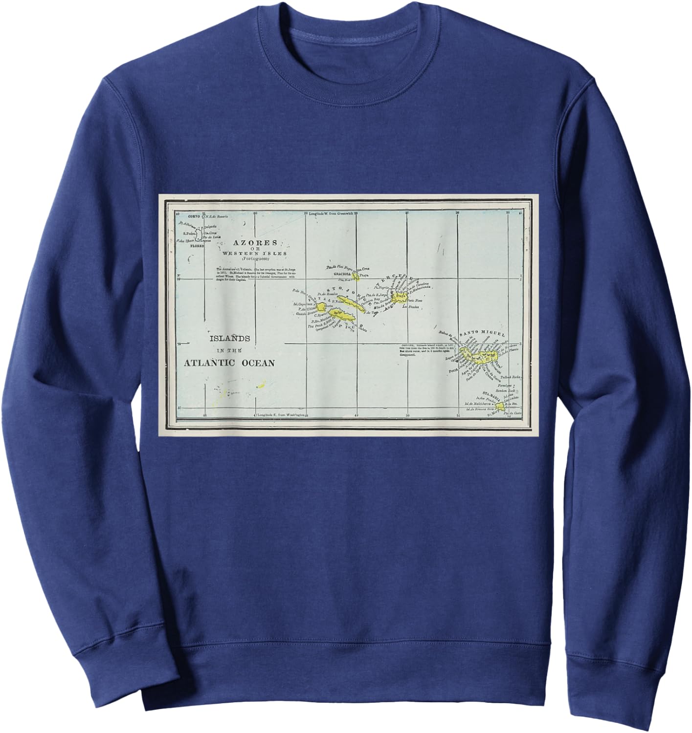 Azores Islands Map T Shirt Sweatshirt - Sweatshirt | Navy