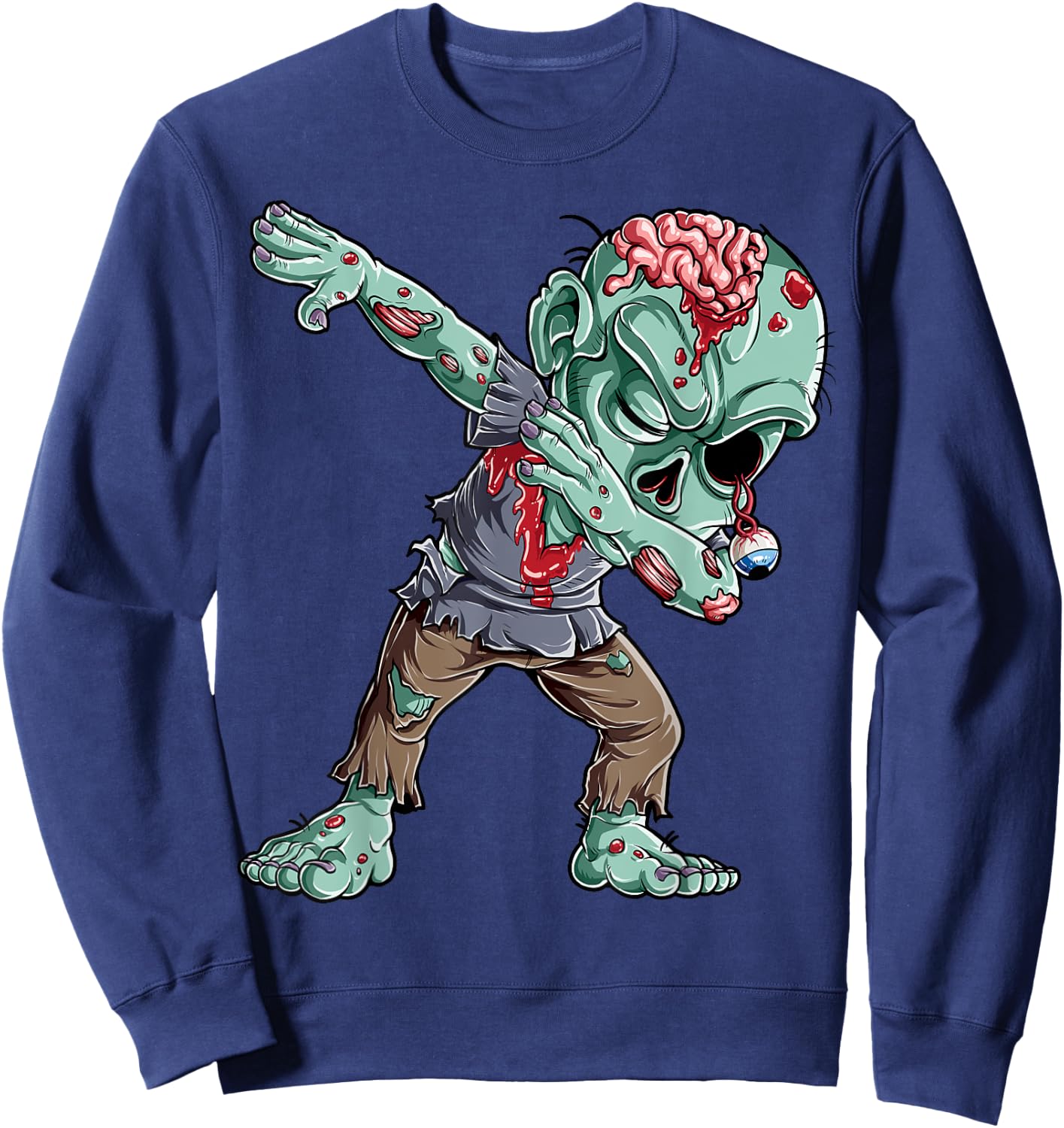 Halloween Dabbing Zombie Brain Funny Boys Men Dab Dance Sweatshirt - Sweatshirt | Navy