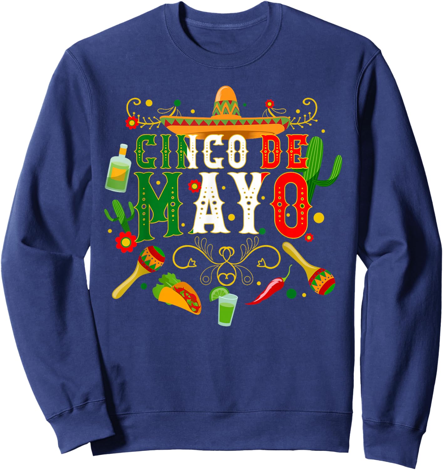 Fiesta Cinco De Mayo T Shirts Men Women Taco Sweatshirt - Sweatshirt | Navy