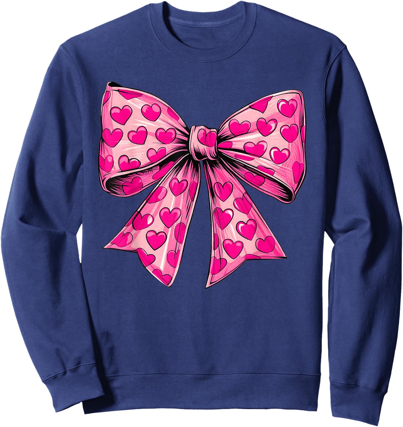 Pink Boquette Bow Valentine Kid Girl Women Sweatshirt - Sweatshirt | Navy
