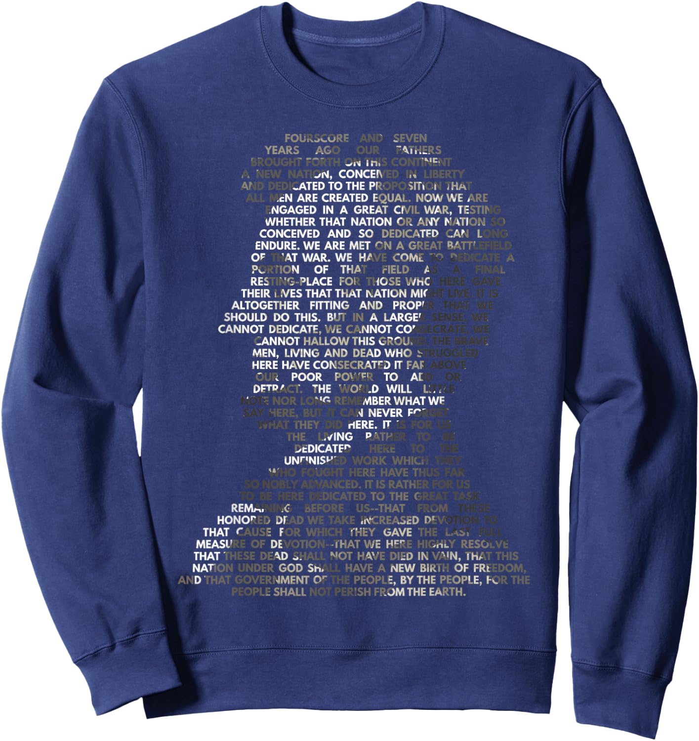Abraham Lincoln Portrait Gettysburg Address Sweatshirt - Sweatshirt | Navy