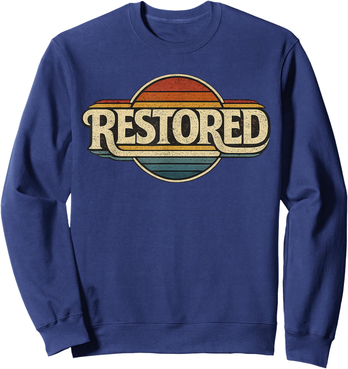 Restored | Joel 2:25 Christian Faith Retro Vintage Scripture Sweatshirt - Sweatshirt | Navy