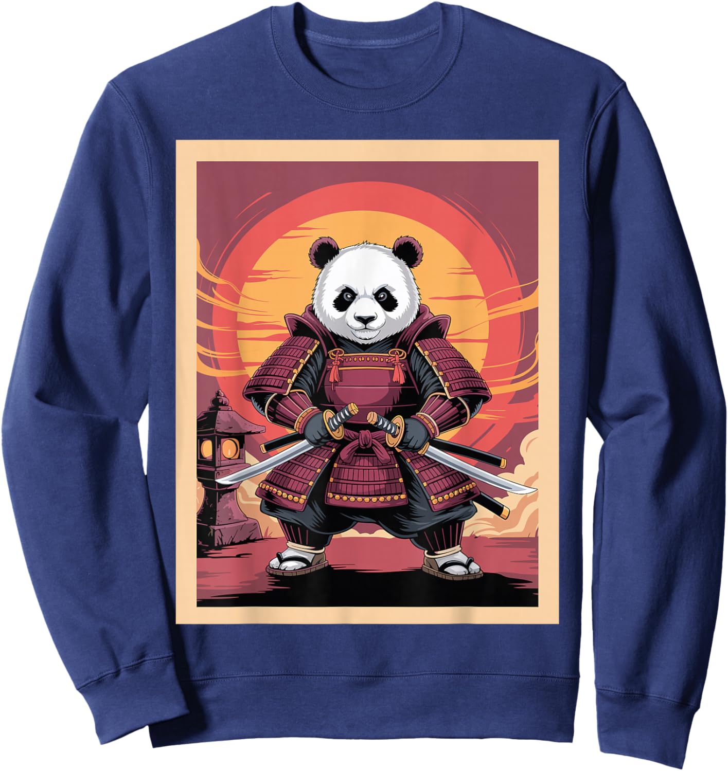 Samurai Panda Graphic Japanese Art Panda Ninja Anime Sweatshirt - Sweatshirt | Navy