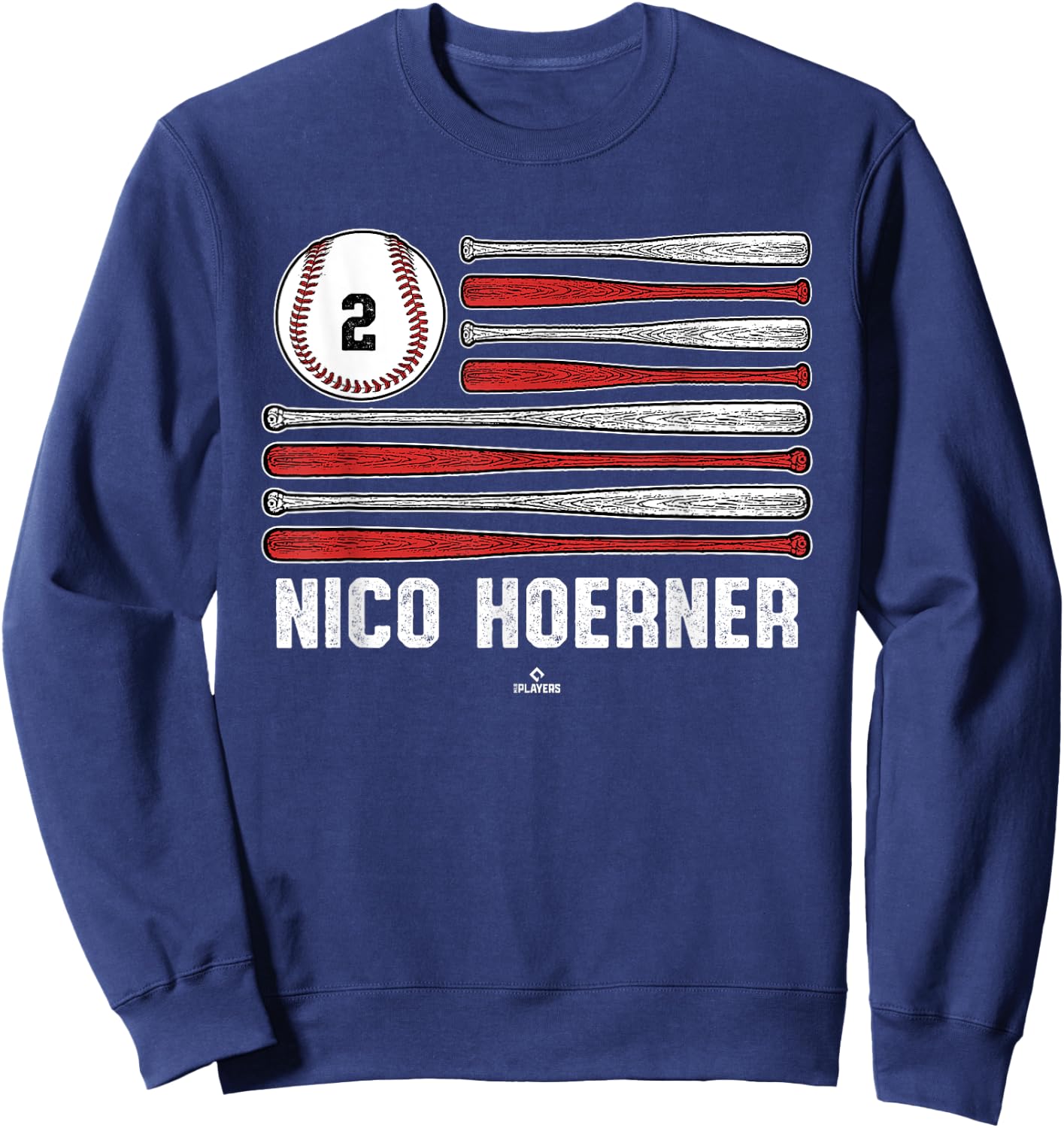 Baseball American Flag Nico Hoerner Chicago Baseball MLBPA Sweatshirt - Sweatshirt | Navy