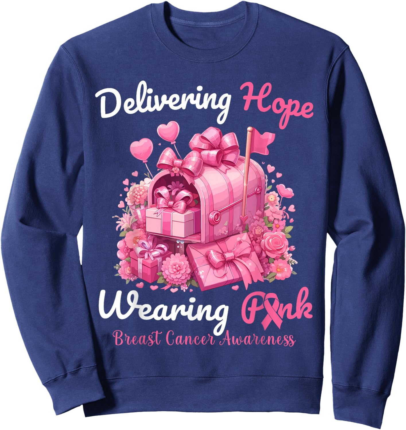 Postal Worker Breast Cancer Awareness October We Wear Pink Sweatshirt - Sweatshirt | Navy