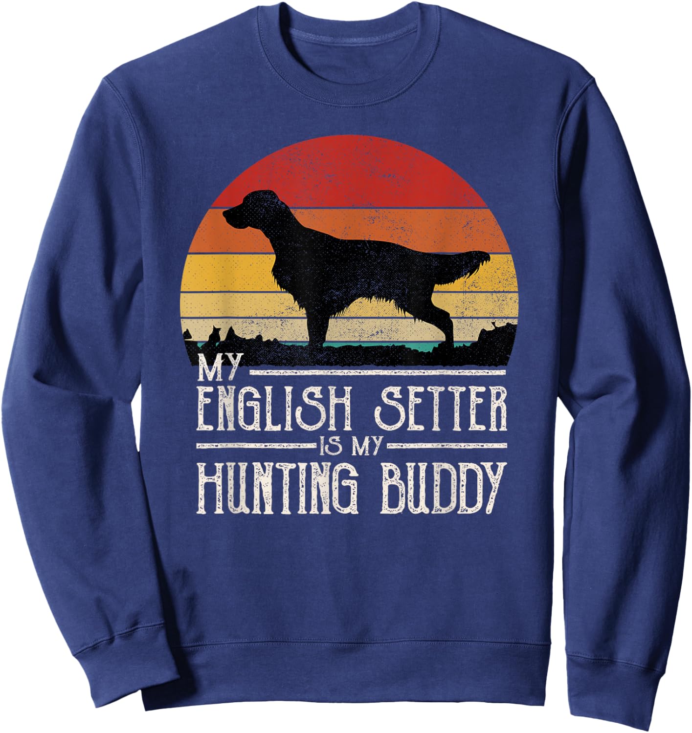 Vintage Sunset Hunting Dog English Setter Women Kids Sweatshirt - Sweatshirt | Navy