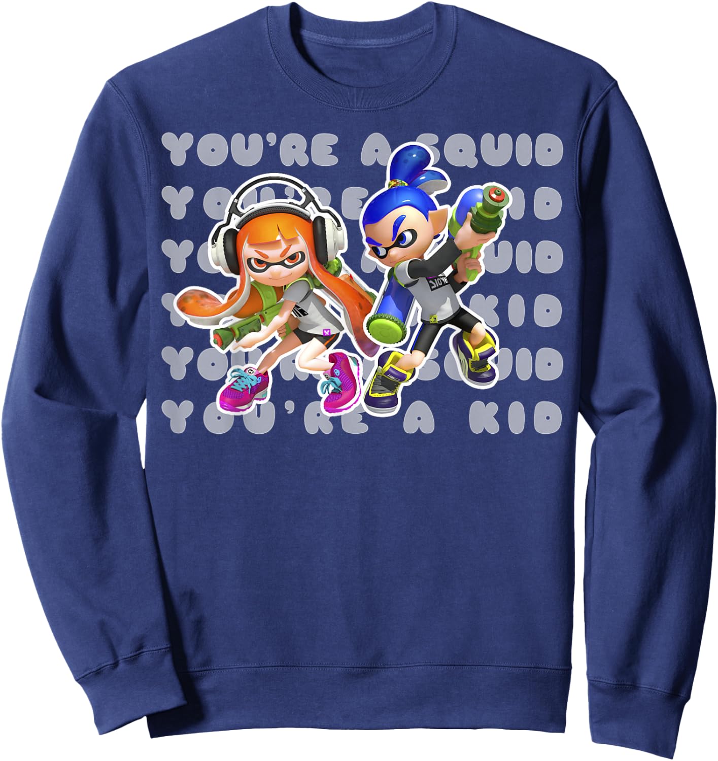 Nintendo Splatoon You're A Squid Or A Kid Graphic Sweatshirt - Sweatshirt | Navy